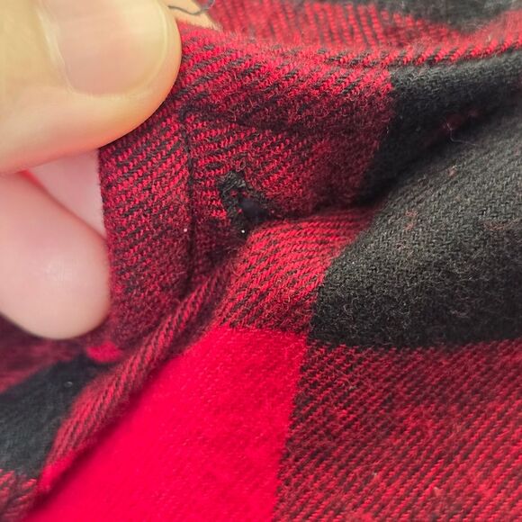 NWT George Men's L (42-44) Red Plaid Flannel Long Sleeve Buffalo Check Shirt - Picture 12 of 15